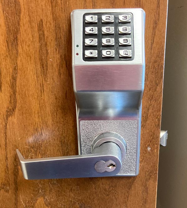 Installed an Alarm Lock digital keypad lock with IC core lock for a commercial customer.